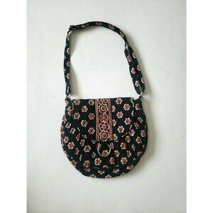 Vera Brandley Womens Black Red Fabric Purse Adjustable